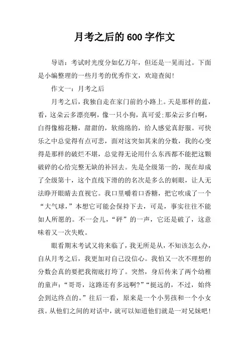 月考之后的600字作文
