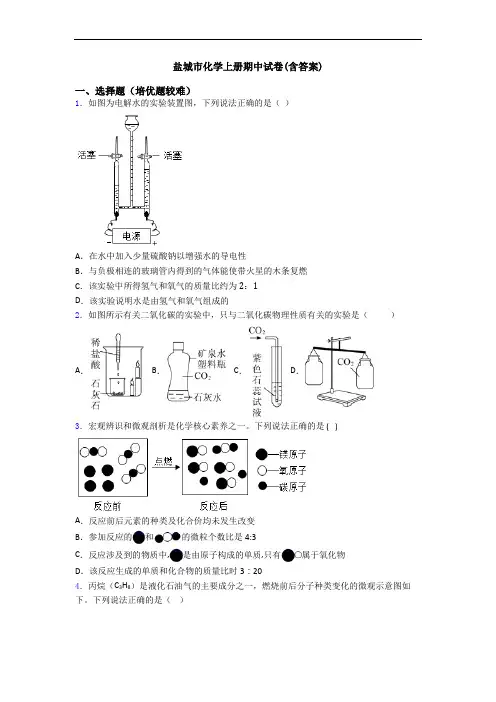 盐城市初三化学上册期中试卷(含答案)