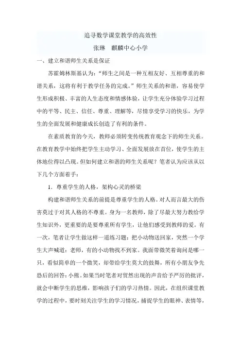 追寻数学课堂教学的高效性
