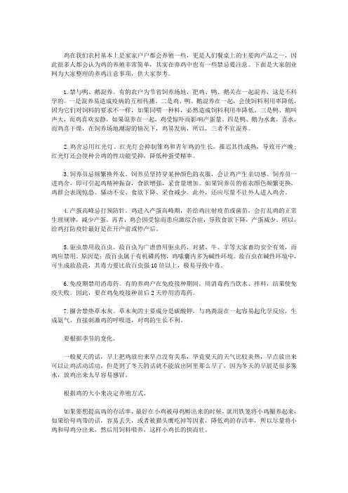 养鸡注意事项(最新)