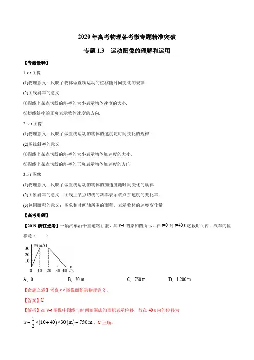 专题1.3 运动图像的理解和运用(解析版)