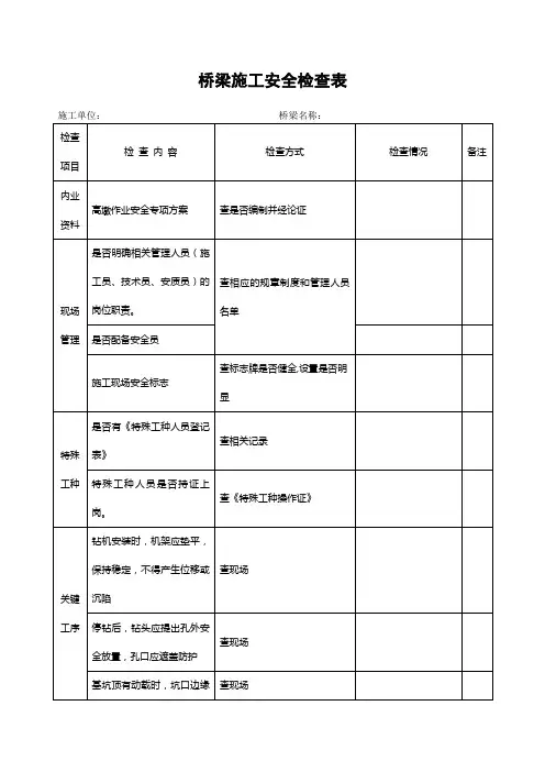 桥梁施工安全检查