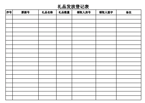 礼品发放登记表