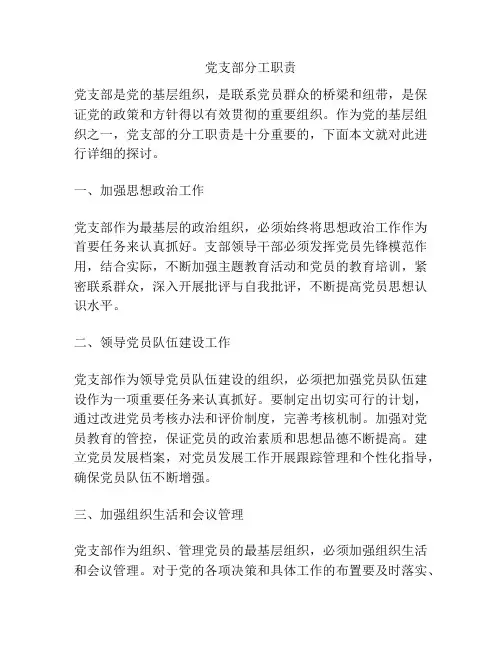 党支部分工职责