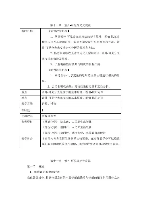 第十一章紫外可见分光光度法第十一章紫外