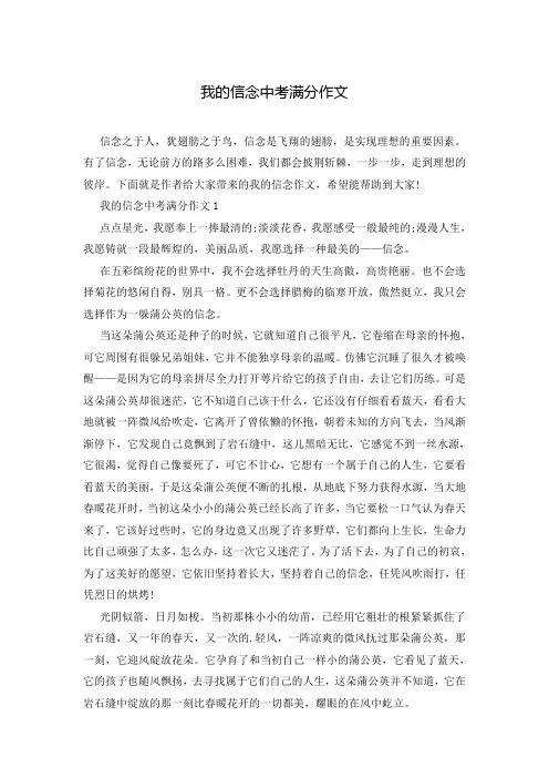 我的信念中考满分作文
