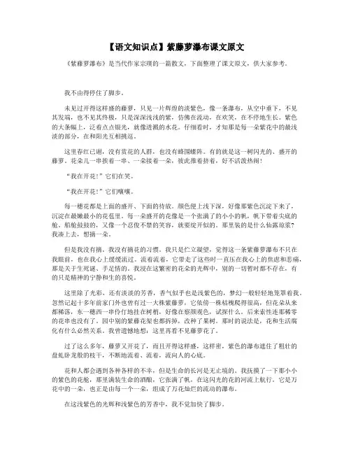 【语文知识点】紫藤萝瀑布课文原文