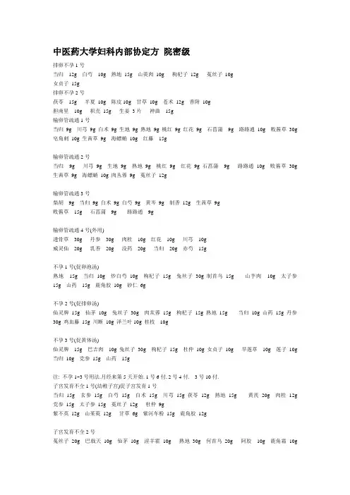 妇科常用经典方