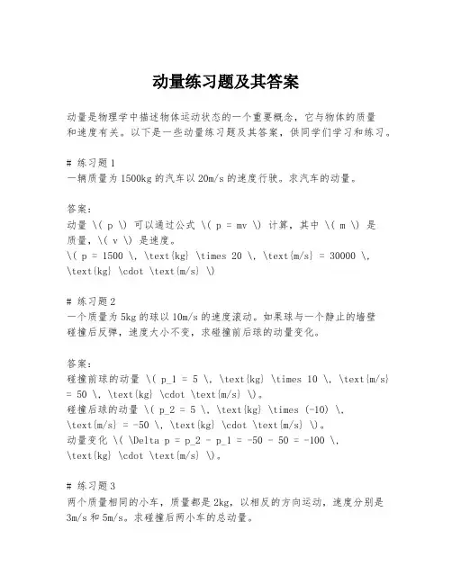 动量练习题及其答案