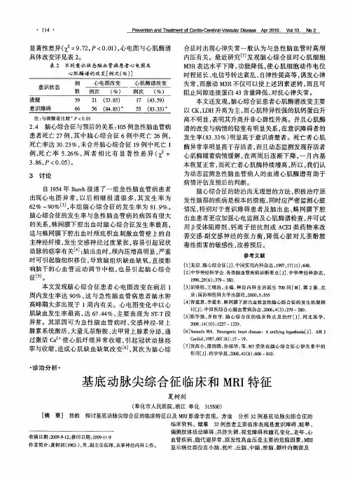 基底动脉尖综合征临床和MRI特征