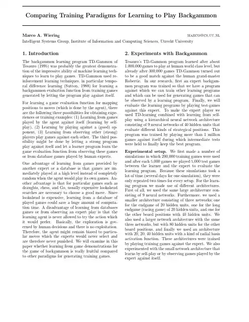 Comparing Training Paradigms for Learning to Play Backgammon