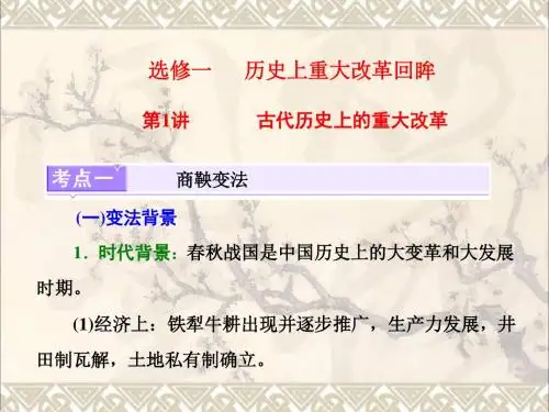 2018届高考历史一轮复习选考部分历史上重大改革回眸第1讲古代历史上的重大改革课件岳麓版