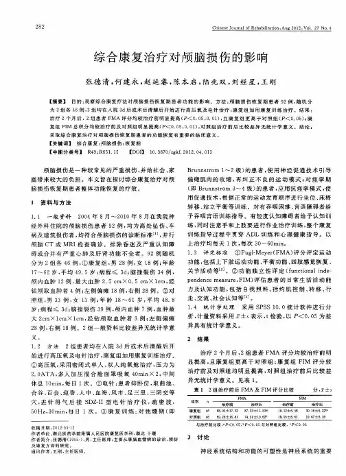 综合康复治疗对颅脑损伤的影响