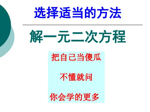 选择适当的方法解一元二次方程 初中九年级数学教学课件PPT 人教版
