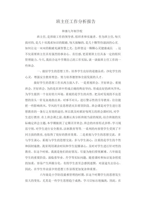 班主任工作分析报告