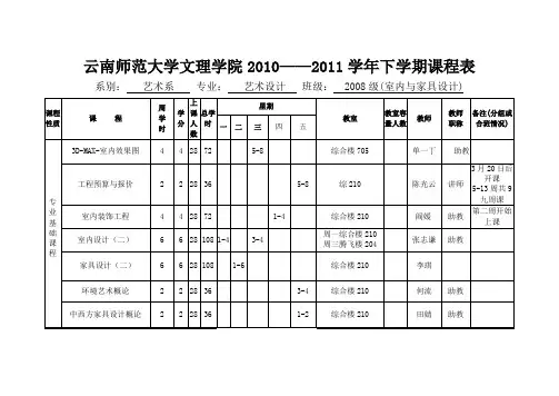 最新艺术系课表10-11下