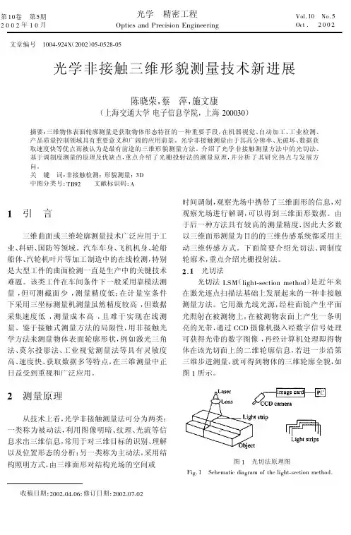 光学非接触三维形貌测量技术新进展