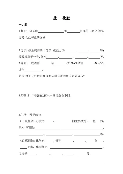 盐和化肥讲义