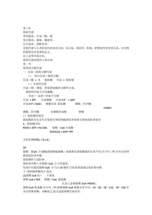 第十章脂质代谢