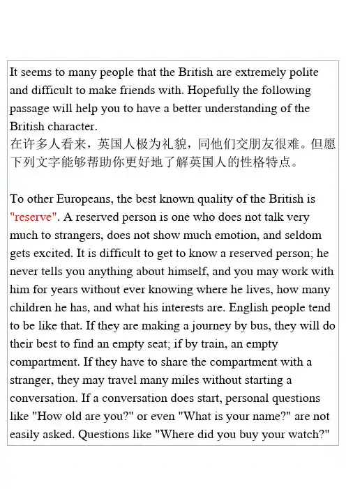 TheEnglishReserveandPoliteness英国人的谨慎