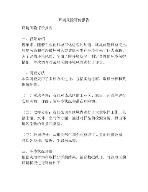 环境风险评价报告