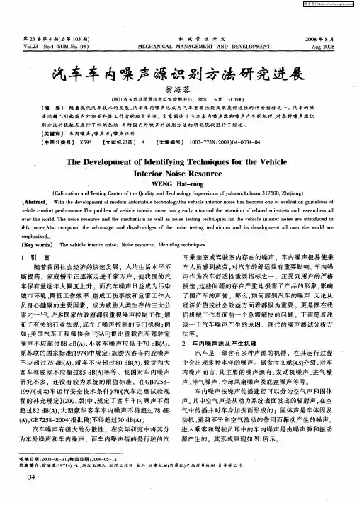 汽车车内噪声源识别方法研究进展