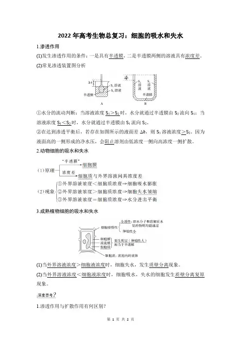细胞的吸水和失水
