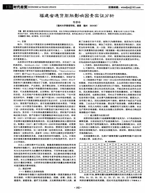 福建省通货膨胀影响因素实证分析