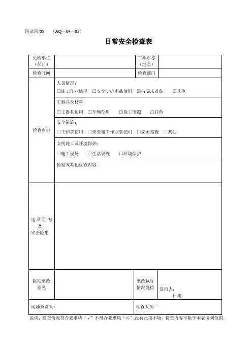 日常安全检查表