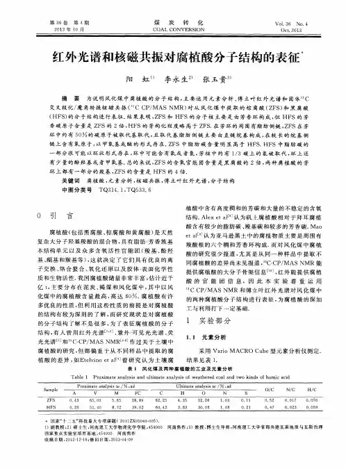 红外光谱和核磁共振对腐植酸分子结构的表征