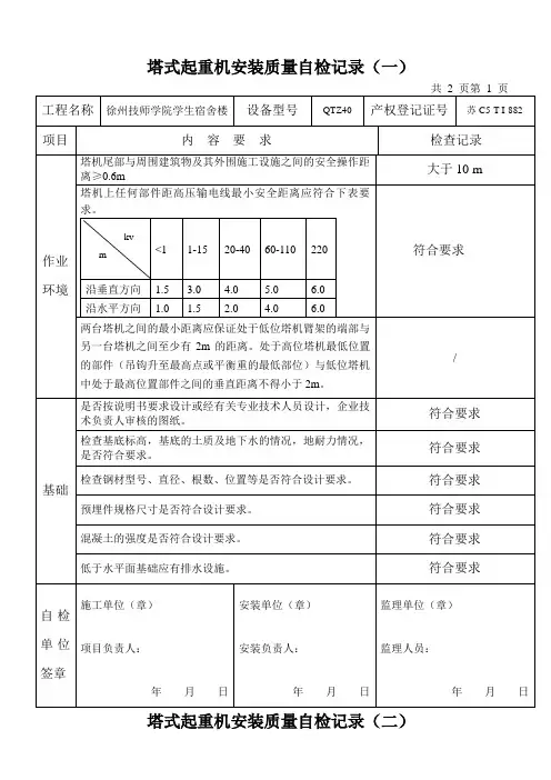 塔机自检记录
