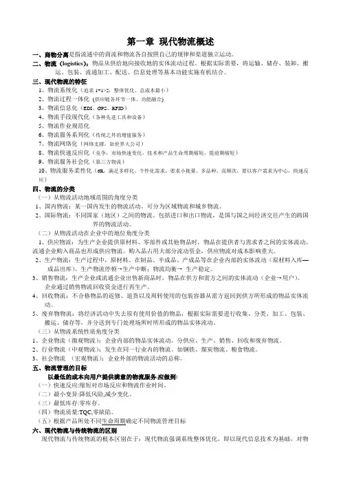 现代物流概论考试重点