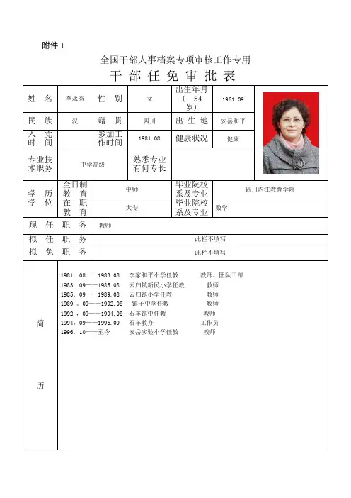 人事档案专项审核表