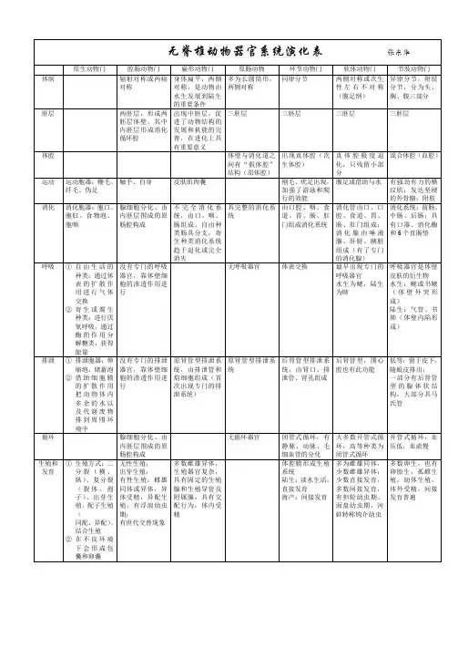 无脊椎动物器官系统演化表