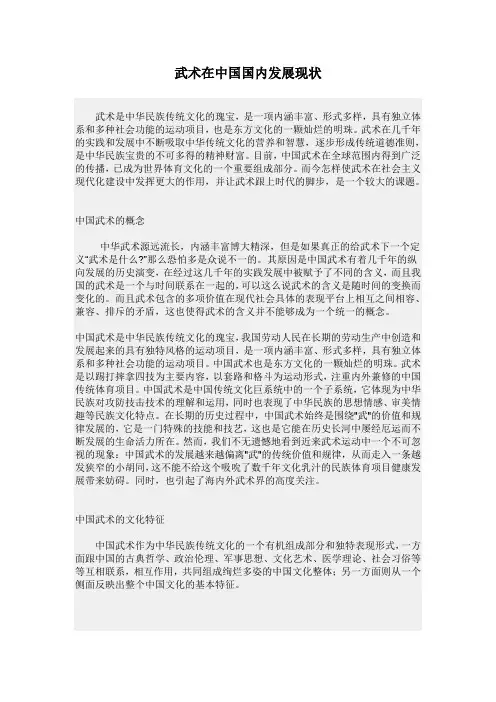 武术在中国国内发展现状