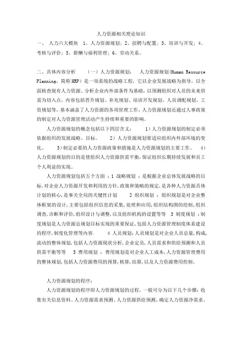 (完整版)人力资源相关理论知识
