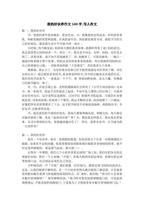 我的好伙伴作文500字_写人作文