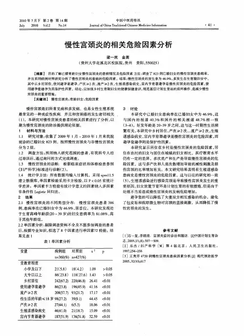 慢性宫颈炎的相关危险因素分析