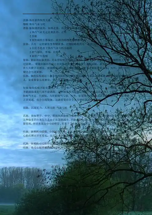 脉诊的笔记