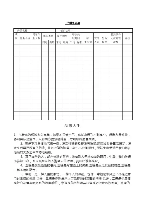 工作量汇总  表.doc