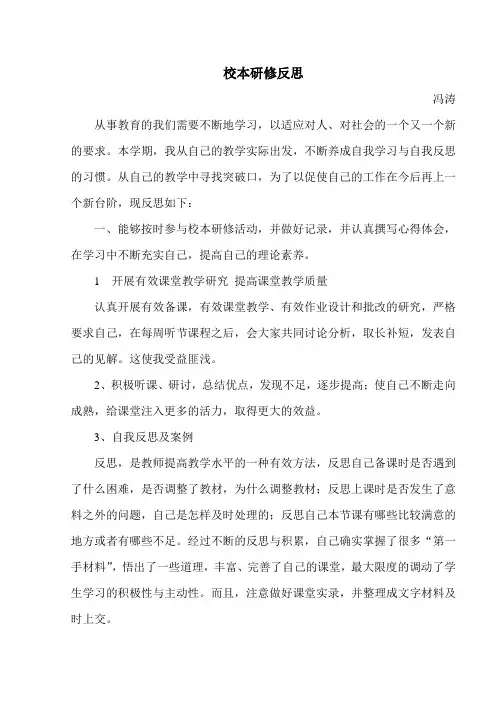 个人校本研修反思