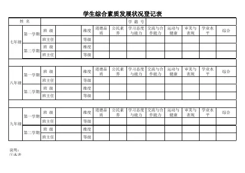 学生综合素质评价档案表