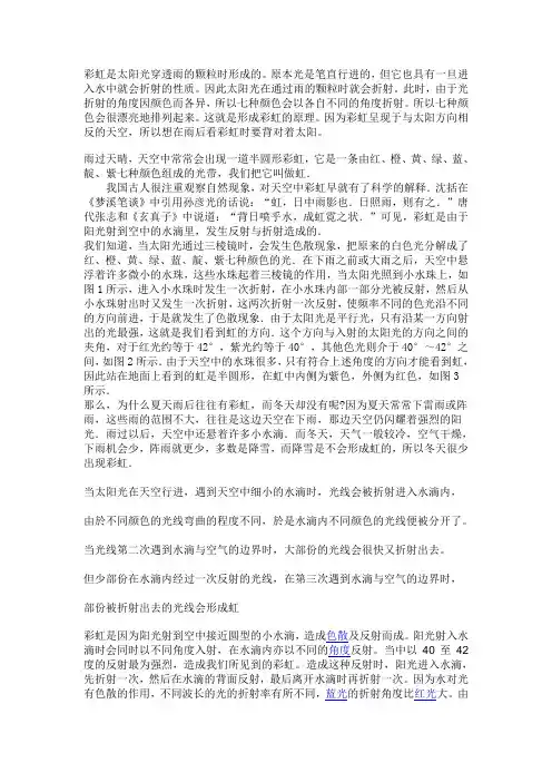 彩虹是太阳光穿透雨的颗粒时形成的