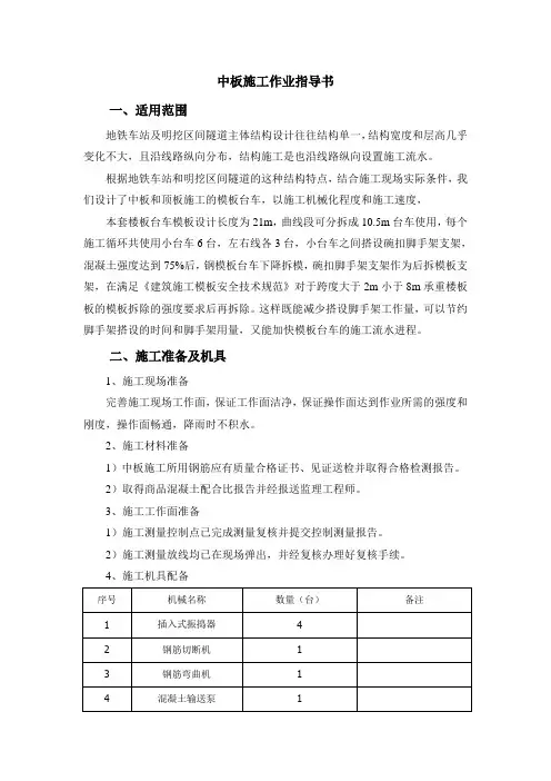 中板施工作业指导书