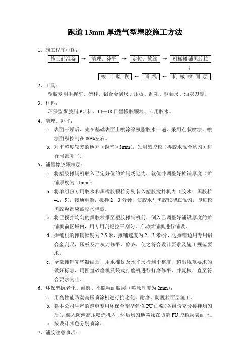跑道13mm厚透气型塑胶施工方法