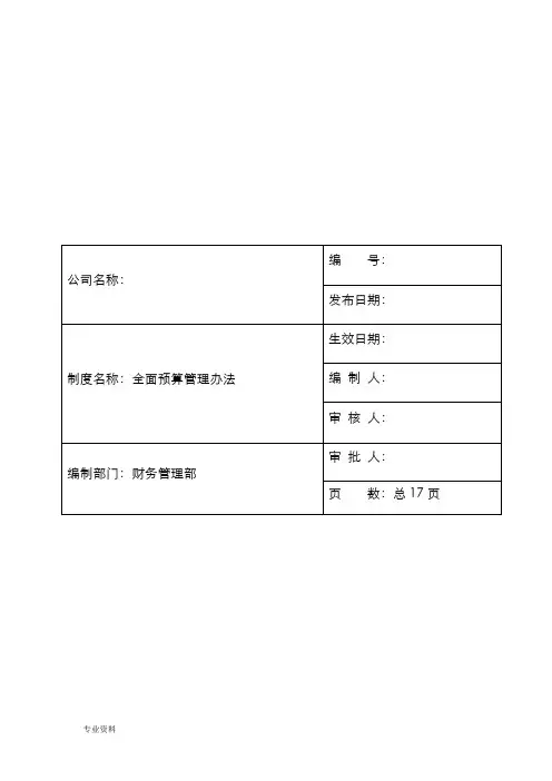 集团公司全面预算管理办法(试行)