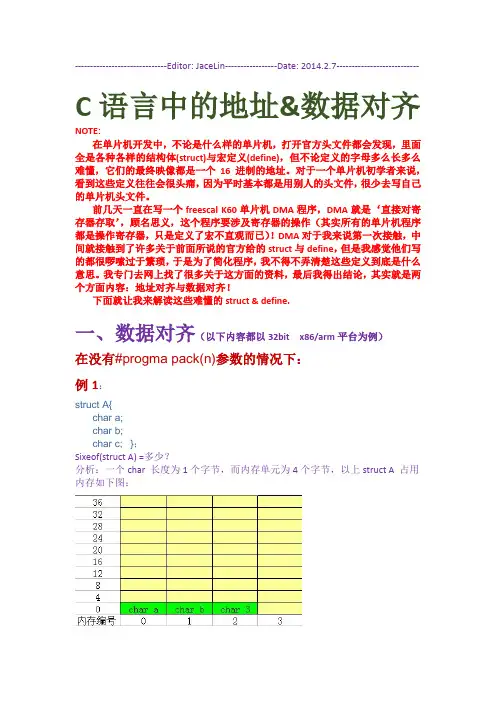 C 语言中 地址对齐与数据对齐