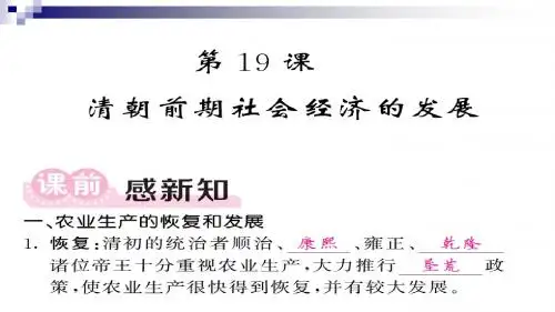 七年级历史下册第三单元明清时期：统一多民族国家的巩固与发展第19课清朝前期社会经济的发展课件新人教版