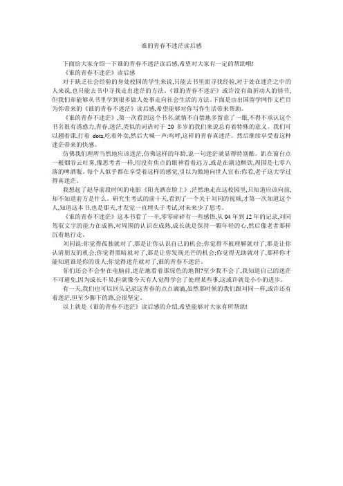 谁的青春不迷茫读后感 