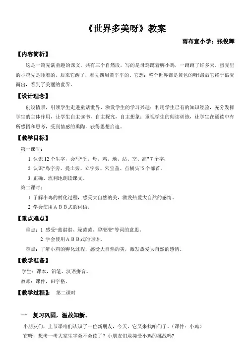 《世界多美呀》教案